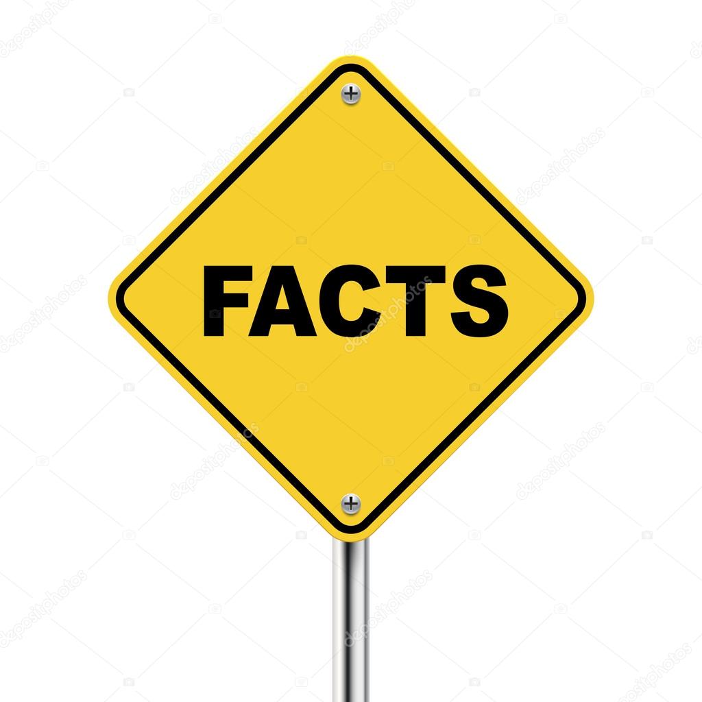 3d illustration of yellow roadsign of facts