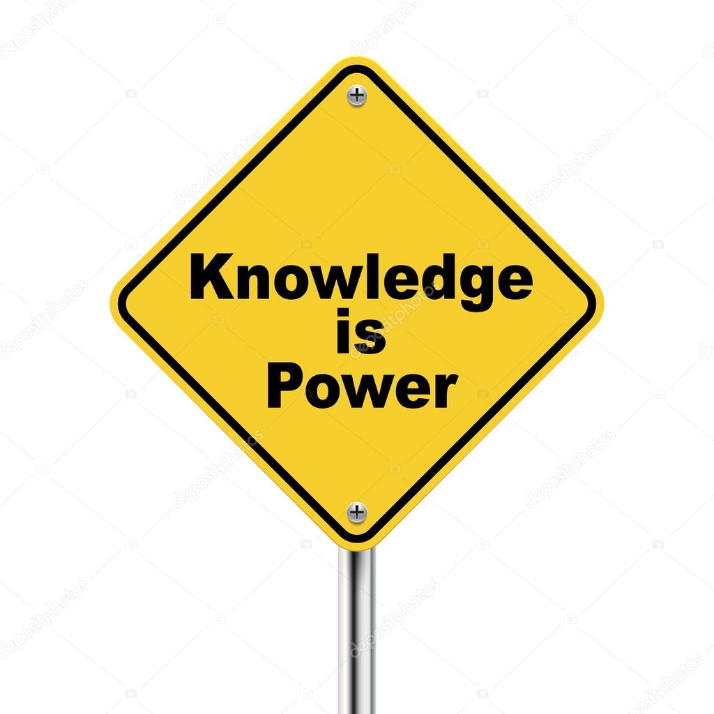 3d yellow roadsign of knowledge is power