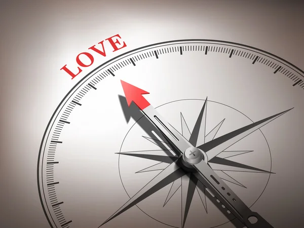 Abstraktní kompas s jehlou slovo láska — Stockový vektor