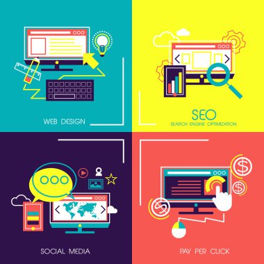 düz tasarım simgeler, web ve mobil hizmetler 