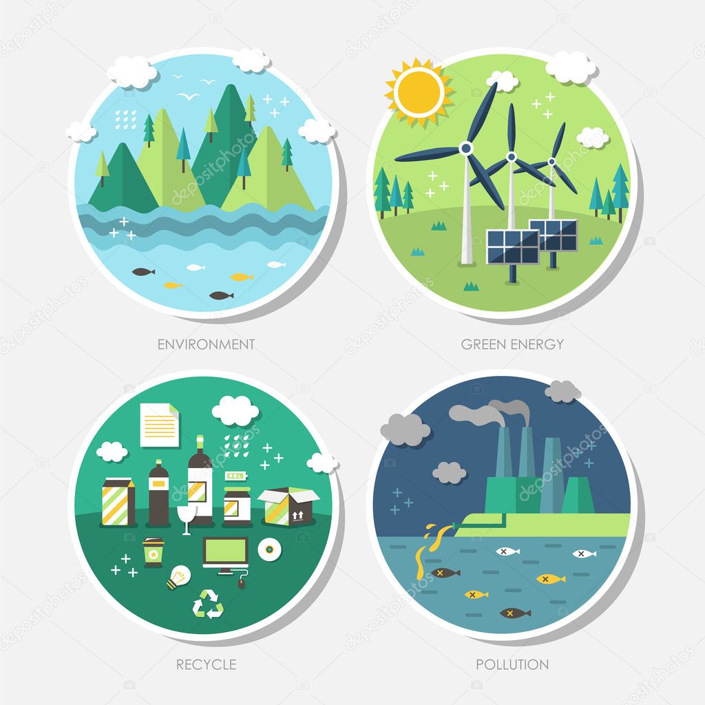 flat design concept icons of ecology