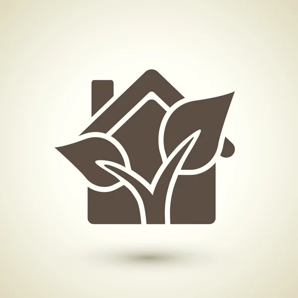 Ecology flat icon with house and plant elements — Stock Vector