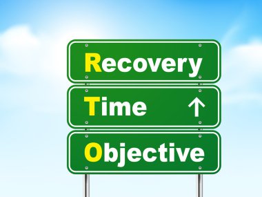 3d recovery time objective road sign  clipart