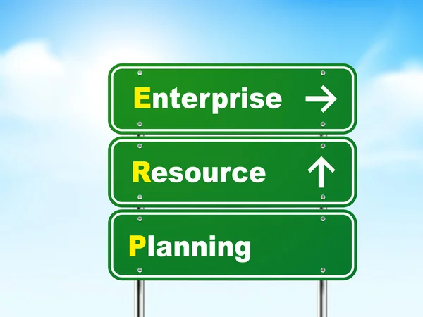 3d işletme kaynak planlaması yol levhası — Stok Vektör