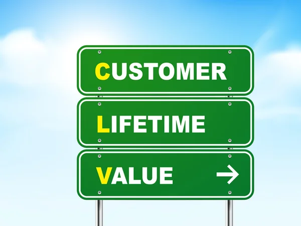 3d Kunden Lebensdauer Wert Straßenschild — Stockvektor