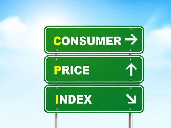 3 d の消費者物価指数の道路標識 — ストックベクタ