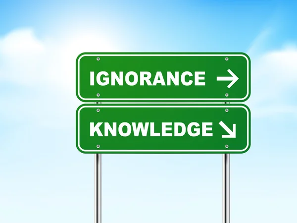 3d señal de tráfico con ignorancia y conocimiento — Vector de stock