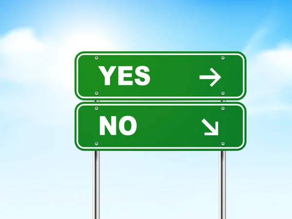 Yes 和 no 的 3d 道路标志。 — 图库矢量图片
