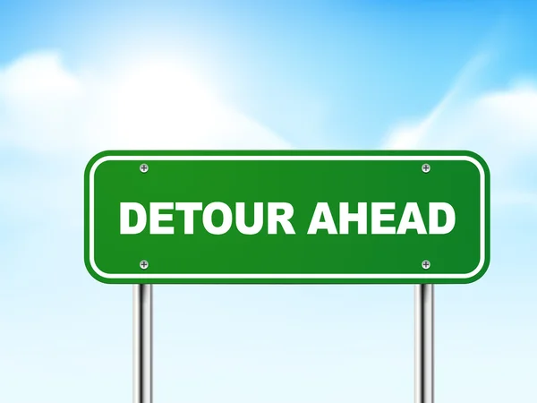 3d detour ahead road sign — Stock Vector