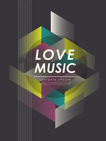 Pôster de música de amor moderno —  Vetores de Stock