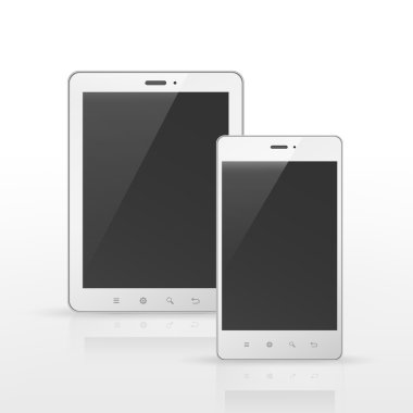 akıllı telefon ve boş bir ekran ile tablet