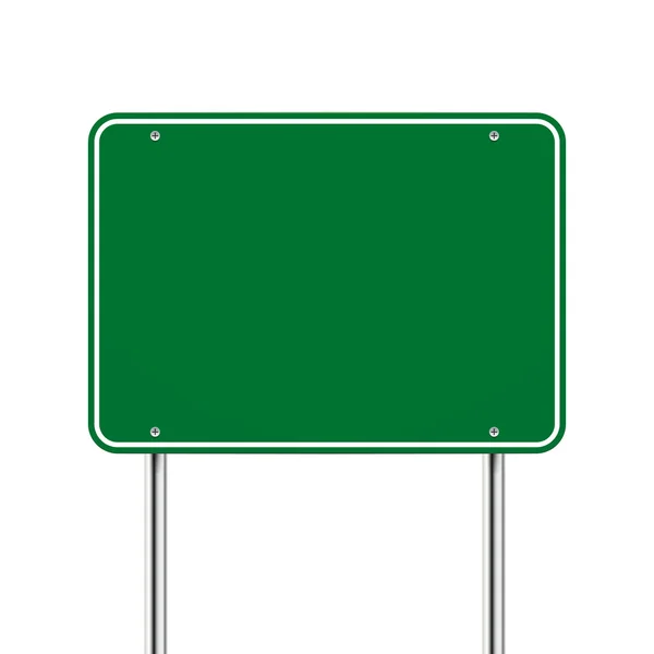 Señal de carretera verde en blanco — Vector de stock