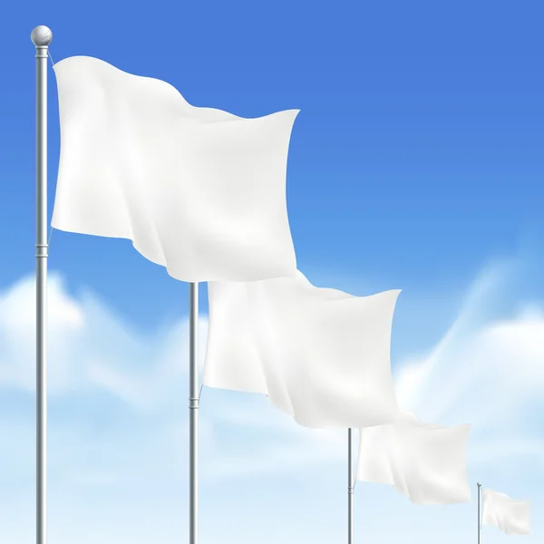 Bandeiras brancas em branco — Vetor de Stock