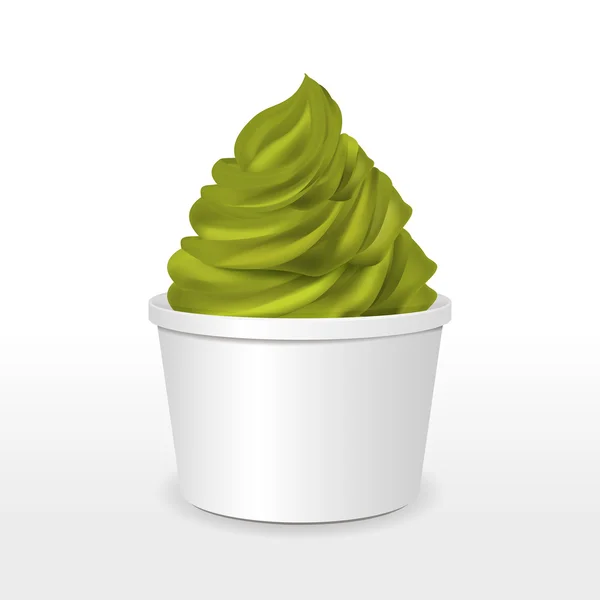 Tasse en papier blanc avec crème glacée matcha — Image vectorielle