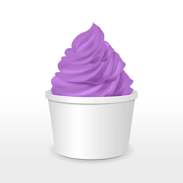 Tasse en papier blanc avec crème glacée au raisin — Image vectorielle