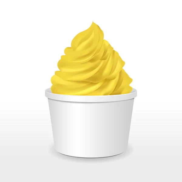 Tasse en papier blanc avec crème glacée au citron — Image vectorielle