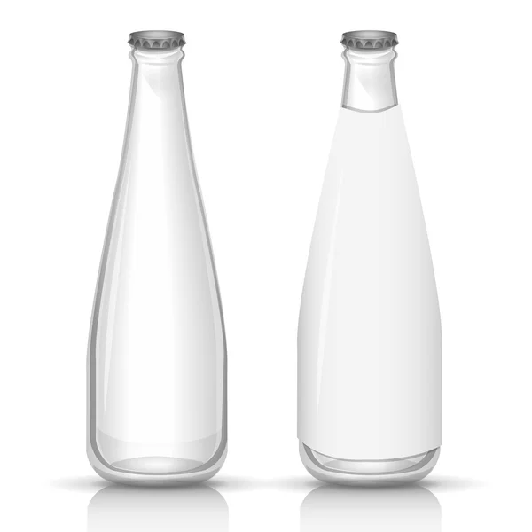 Garrafas de vidro com etiqueta em branco — Vetor de Stock