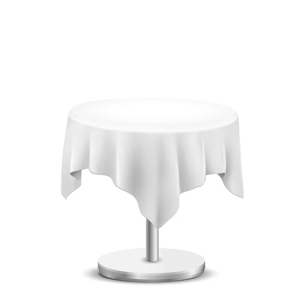 Λευκό στρογγυλό τραπέζι με ύφασμα — Διανυσματικό Αρχείο