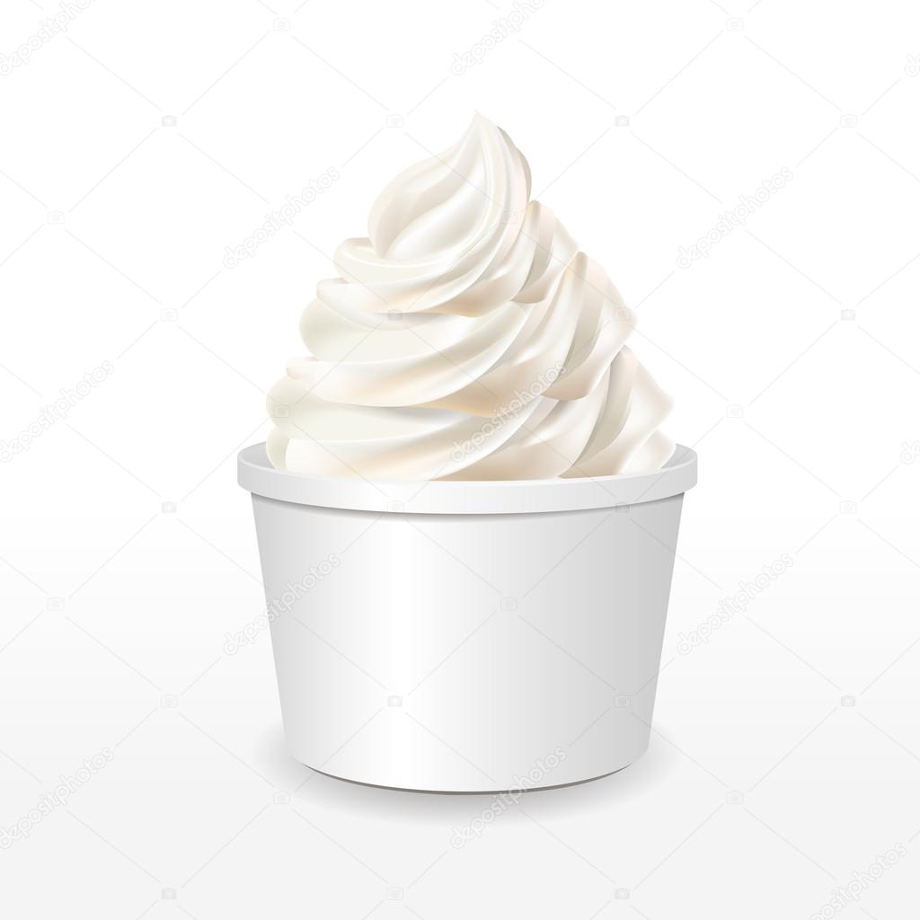 blank paper cup with milk ice cream 