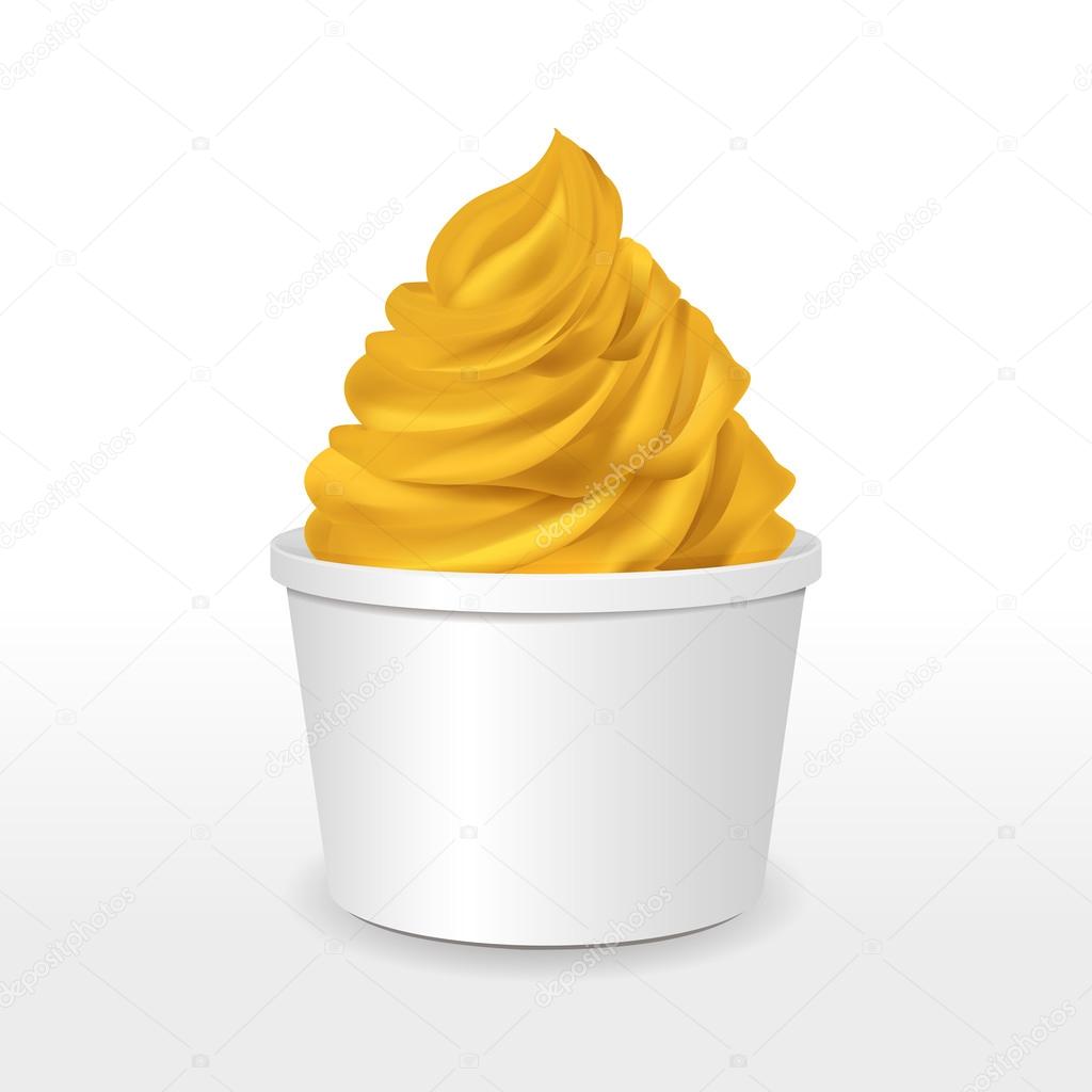blank paper cup with mango ice cream