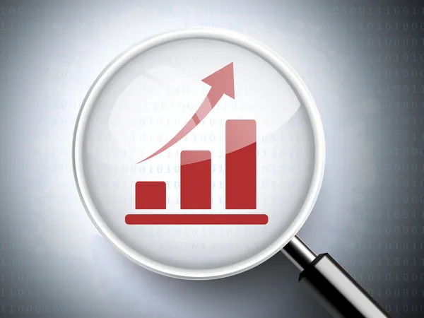 Növekedés ábra ikon nagyító — Stock Vector
