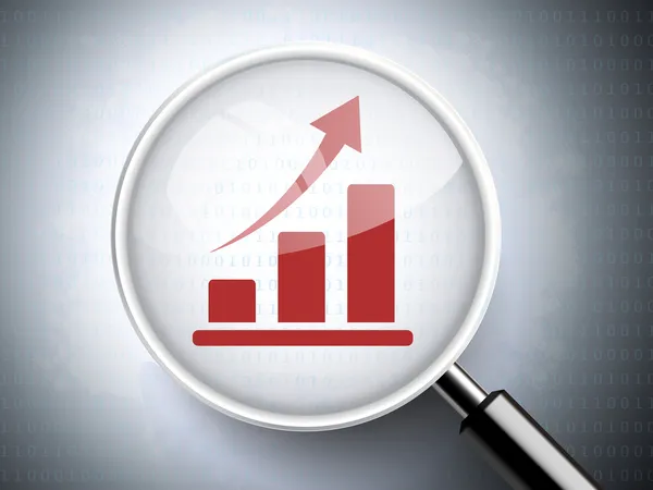 Lupa com ícone de gráfico de crescimento —  Vetores de Stock