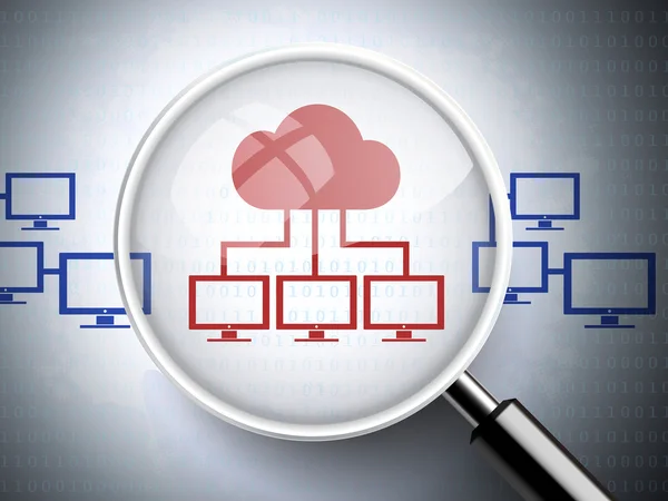 Loupe avec technologie cloud — Image vectorielle