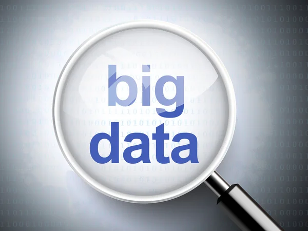 Loupe avec mots big data — Image vectorielle