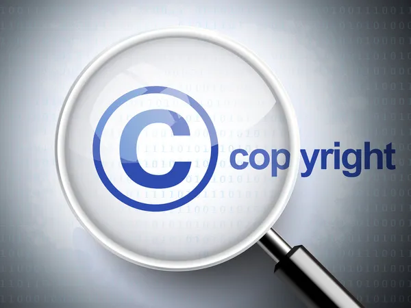 Lupa con icono de copyright — Vector de stock