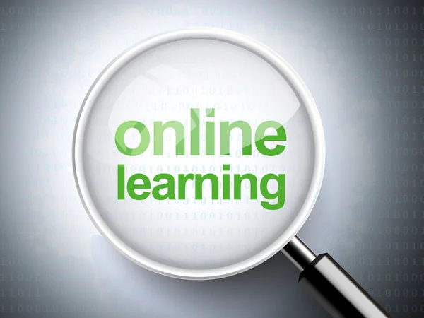 Lente di ingrandimento con parole apprendimento online — Vettoriale Stock