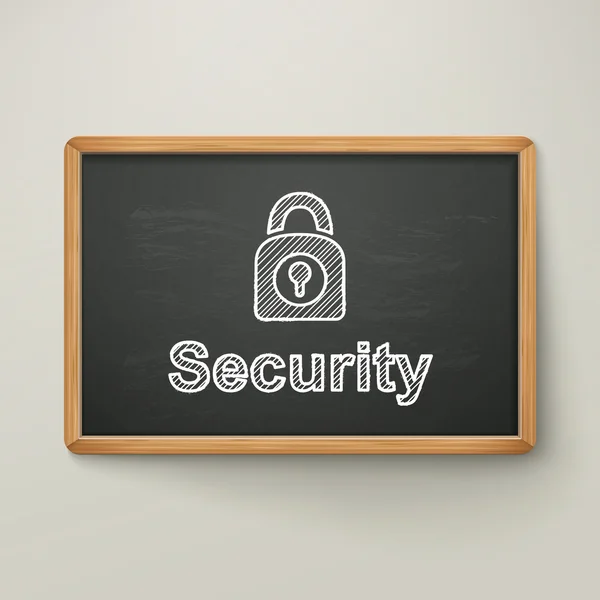 Security on blackboard in wooden frame — Stock Vector