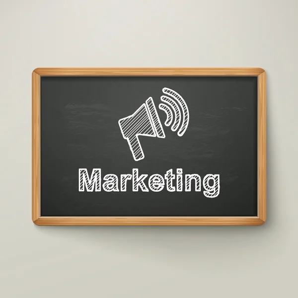 Marketing sur tableau noir dans un cadre en bois — Image vectorielle
