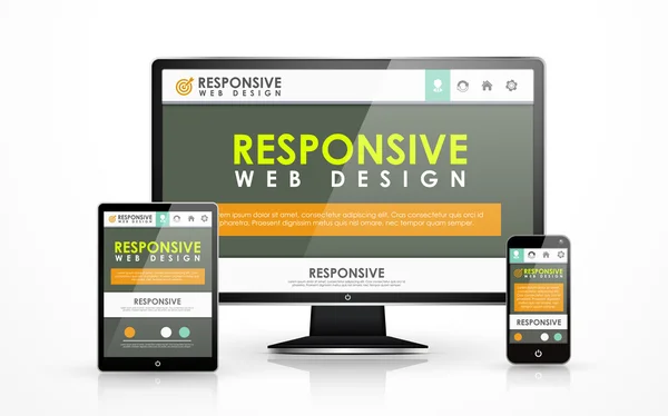 Responsives Webdesign auf verschiedenen Geräten — Stockvektor