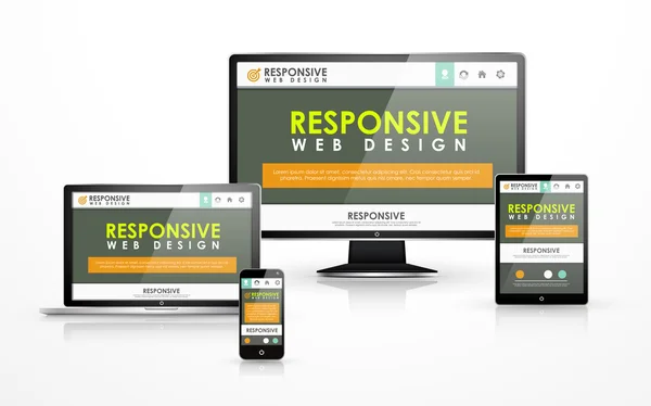 Responsives Webdesign auf verschiedenen Geräten — Stockvektor