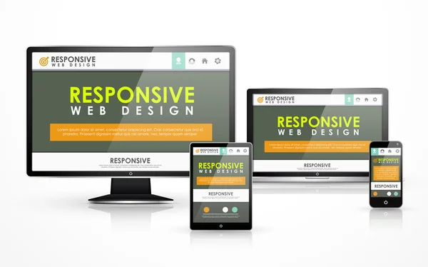 Responsives Webdesign auf verschiedenen Geräten — Stockvektor