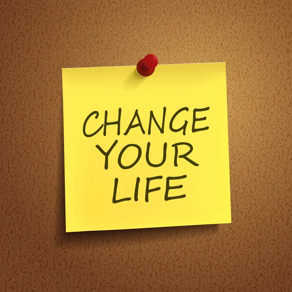 Change your life words on post-it — Stock Vector