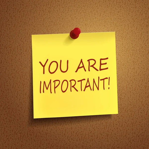 You are important words on post-it — Stock Vector