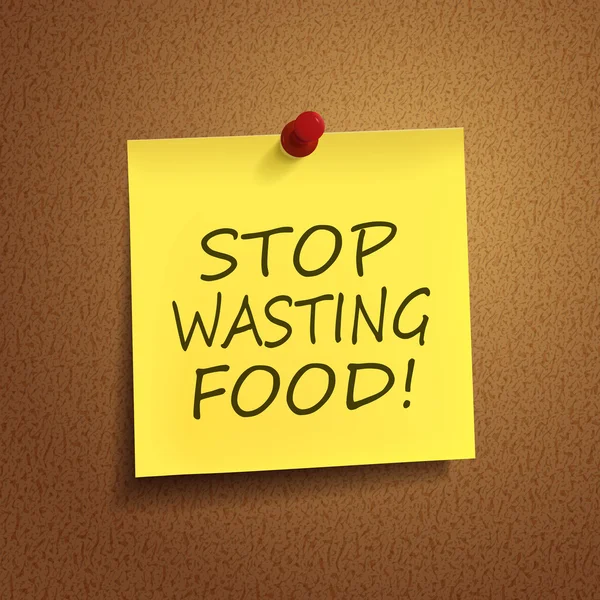 Dejar de desperdiciar palabras de comida en post-it — Archivo Imágenes Vectoriales