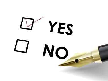 Evet onay kutusunu işaretleme kalemi çeşme 