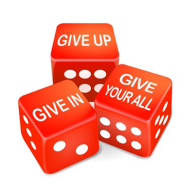 give up or in your all words on dice clipart