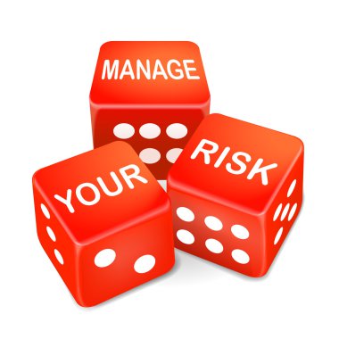 üç kırmızı zar üzerindeki risk sözlerin yönetme