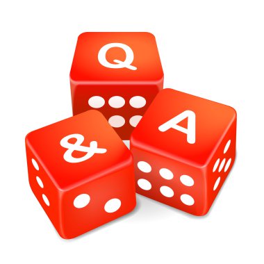Q and A words on three red dice  clipart