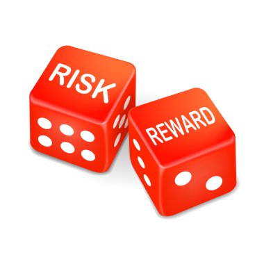 iki kırmızı zar üzerindeki risk ve ödül sözleri