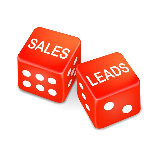 Sales leads words on two red dice — Stock Vector