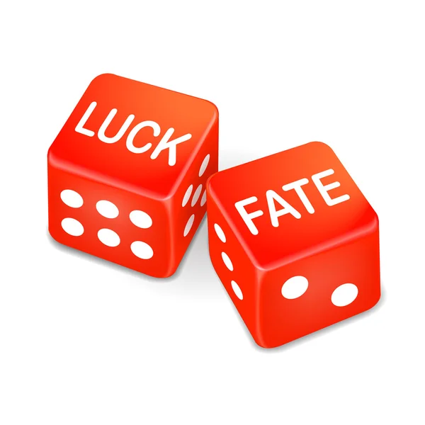 Luck and fate words on two red dice — Stock Vector