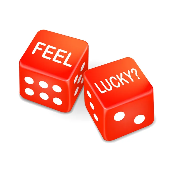 Feel lucky words on two red dice — Stock Vector