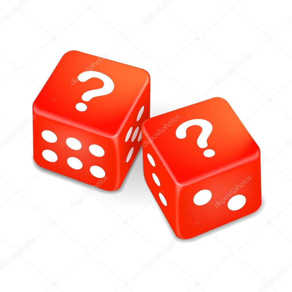 question marks on two red dice 