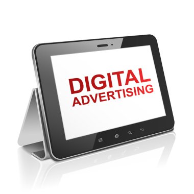 ekranda metin dijital reklam ile tablet bilgisayar