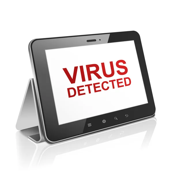 Tableta con virus de texto detectado en la pantalla — Archivo Imágenes Vectoriales