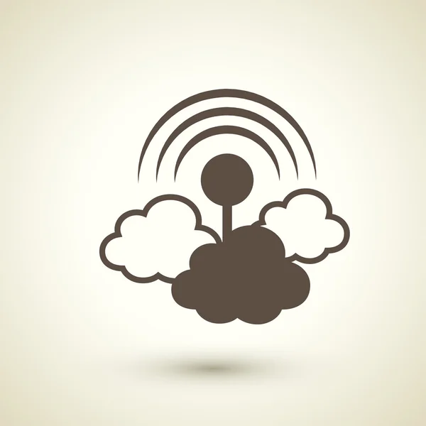 Icône design plat rétro avec élément cloud computing — Image vectorielle